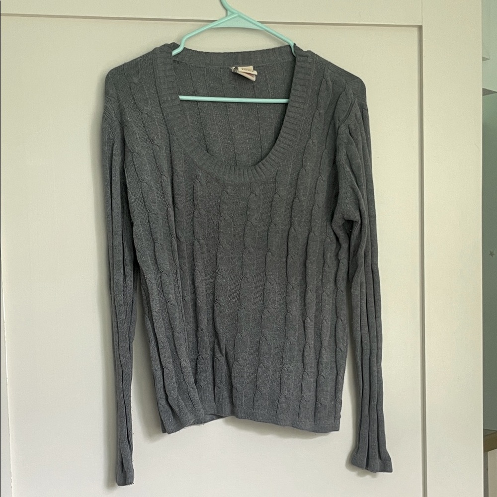 Faded Glory Gray Cable Scoop Neck Sweaters